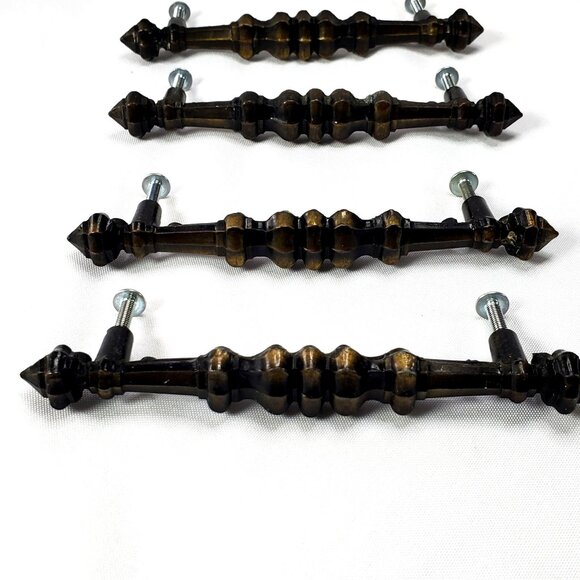 Vintage Antique-Style Amerock Bronze Cabinet Drawer Pull Handles Set Of 4 - Picture 2 of 11